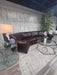 Robb & Stucky Rustic Western Brown Leather Curved Sectional Sofa with Nailhead Trim