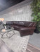 Robb & Stucky Rustic Western Brown Leather Curved Sectional Sofa with Nailhead Trim