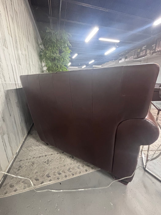 Robb & Stucky Rustic Western Brown Leather Curved Sectional Sofa with Nailhead Trim