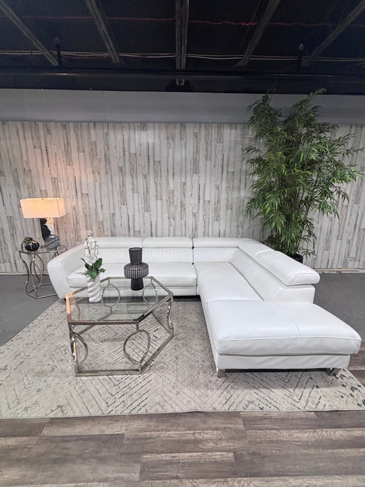 Nicoletti Italia White Leather Chaise Sectional Sofa – Modern Luxury