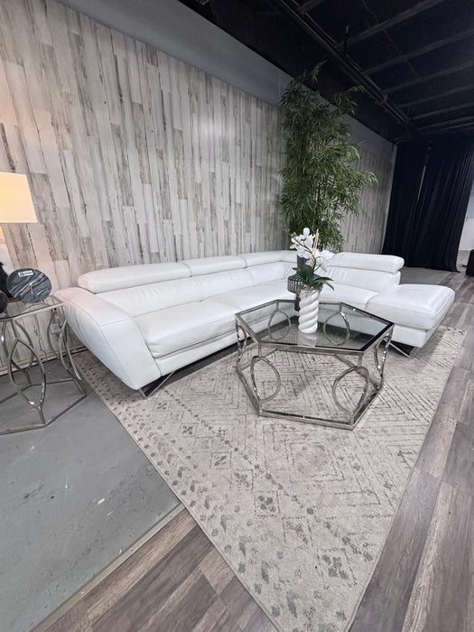 Nicoletti Italia White Leather Chaise Sectional Sofa – Modern Luxury