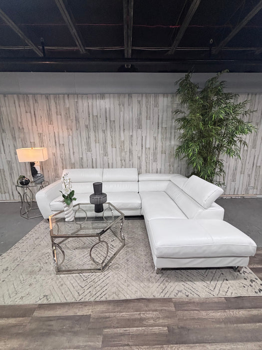 Nicoletti Italia White Leather Chaise Sectional Sofa – Modern Luxury