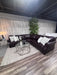Bernhardt Dark Brown Leather Corner Sectional Sofa – Luxury Rolled Arm Nailhead Couch