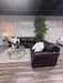 Bernhardt Dark Brown Leather Corner Sectional Sofa – Luxury Rolled Arm Nailhead Couch