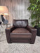 Pottery Barn Dark Brown Leather Club Chair – Modern Oversized Accent Armchair