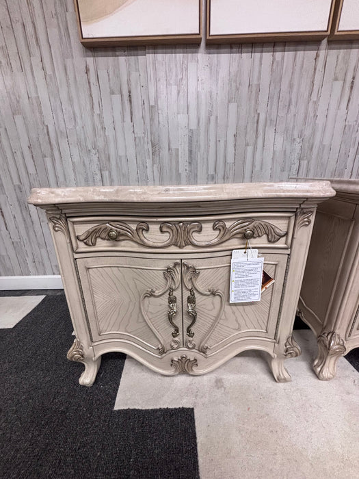 Michael Amini Luxury French Provincial Marble Top Nightstands – Set of 2!