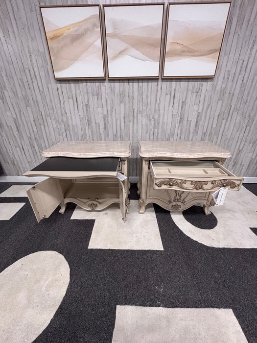 Michael Amini Luxury French Provincial Marble Top Nightstands – Set of 2!