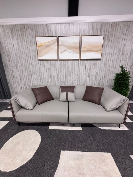 Orren Ellis Modern Two-Tone Faux Leather Sofa – Contemporary Designer Couch