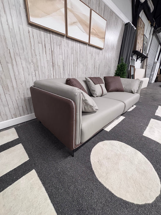 Orren Ellis Modern Two-Tone Faux Leather Sofa – Contemporary Designer Couch
