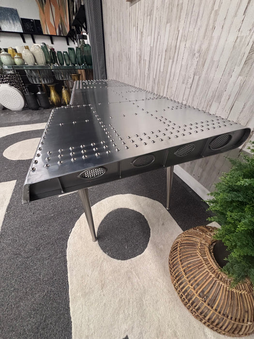 Butler Midway Aviator Desk. Industrial Aviation Aluminum Executive Writing Desk - Like New!