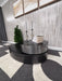 Orren Ellis Luxury Modern Rotating Coffee Table – Black Wood & Chrome Swivel Design
