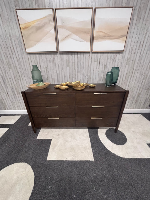 Joss & Main Reece Rich Walnut 6 Drawer Dresser – Modern Wood Bedroom Dresser