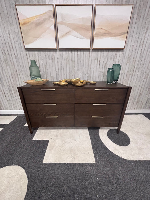Joss & Main Reece Rich Walnut 6 Drawer Dresser – Modern Wood Bedroom Dresser