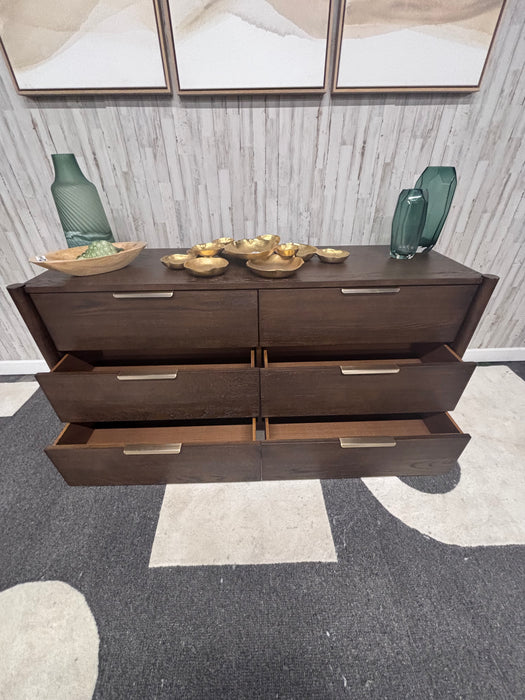 Joss & Main Reece Rich Walnut 6 Drawer Dresser – Modern Wood Bedroom Dresser