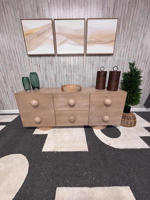Luxury Modern Light Oak Sideboard – Contemporary Bubble Style Buffet & Storage Credenza