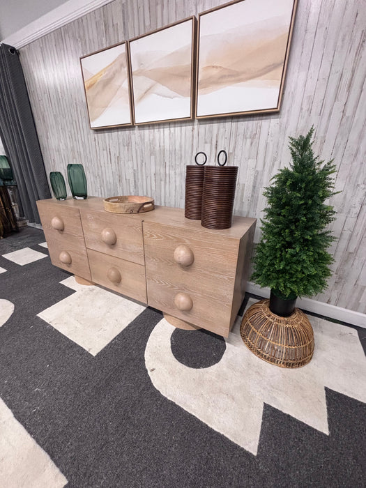 Luxury Modern Light Oak Sideboard – Contemporary Bubble Style Buffet & Storage Credenza