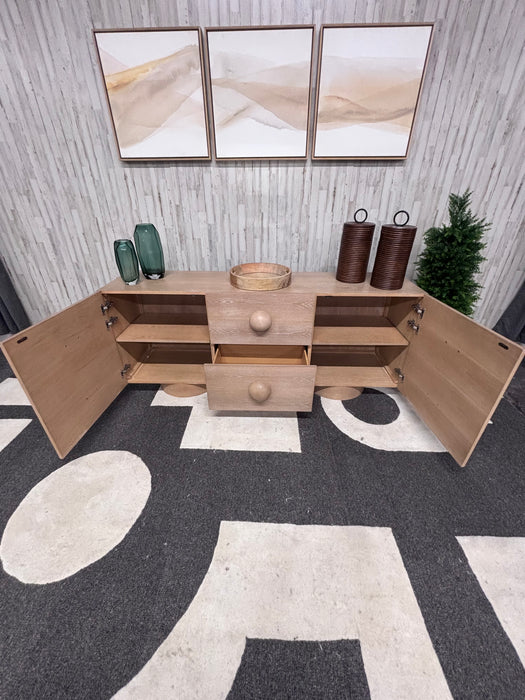 Luxury Modern Light Oak Sideboard – Contemporary Bubble Style Buffet & Storage Credenza