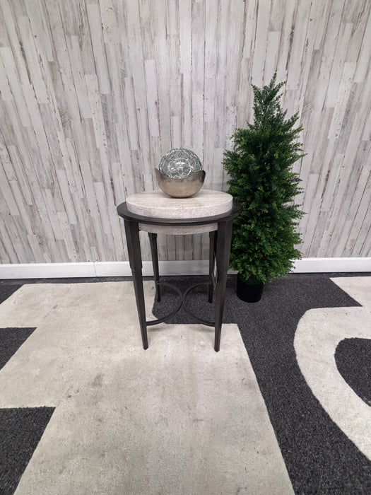 Bernhardt Barclay Luxury Stone Top End Table – Modern Metal Accent Side Table