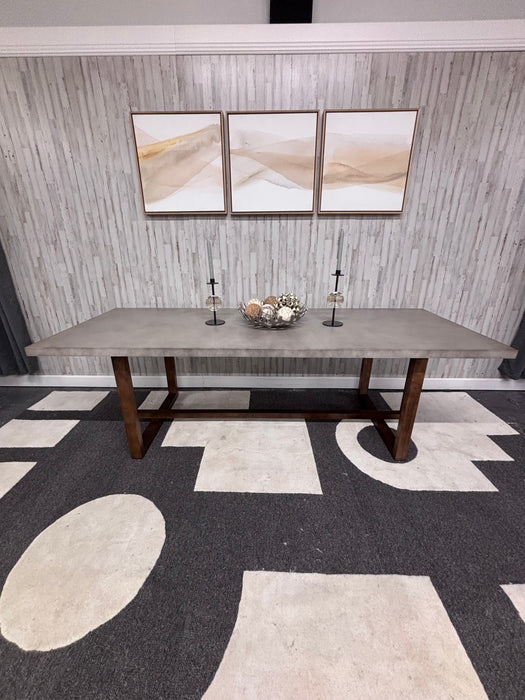 Modern Industrial Solid Wood & Concrete Style Dining Table - Like New