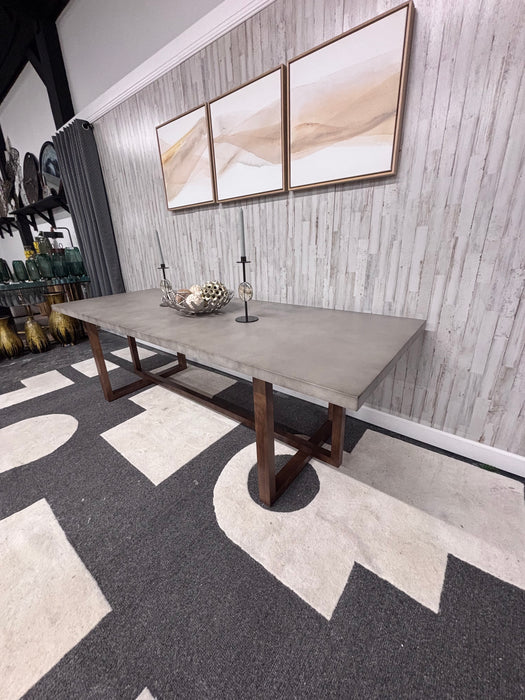 Modern Industrial Solid Wood & Concrete Style Dining Table - Like New