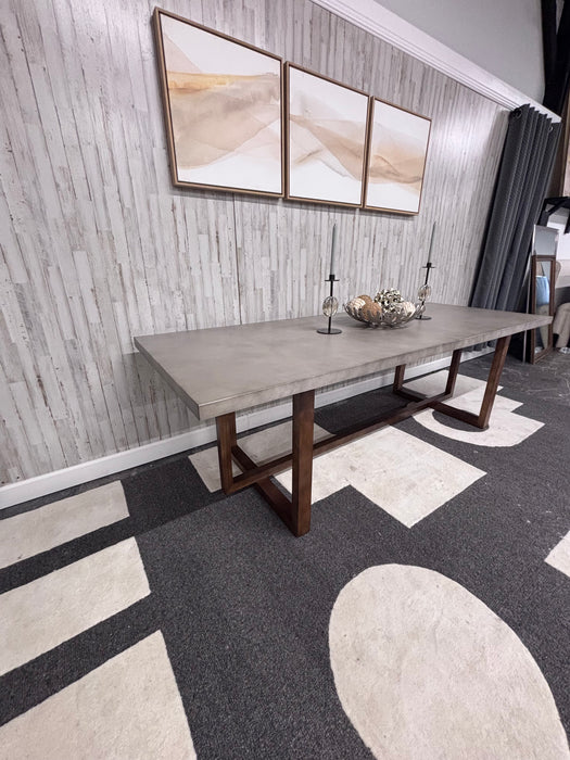 Modern Industrial Solid Wood & Concrete Style Dining Table - Like New