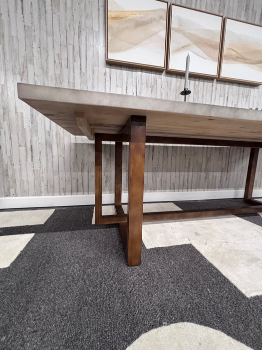 Modern Industrial Solid Wood & Concrete Style Dining Table - Like New