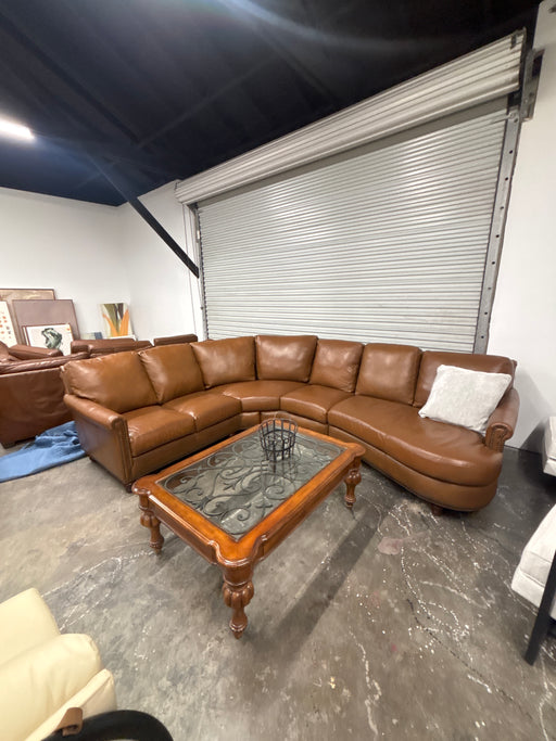 Cognac Leather Sectional