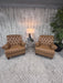 Ethan Allen Brown Leather Accent Tufted Club Chairs - Set of 2!