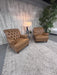 Ethan Allen Brown Leather Accent Tufted Club Chairs - Set of 2!