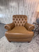 Ethan Allen Brown Leather Accent Tufted Club Chairs - Set of 2!