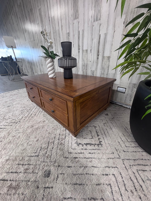 Ethan Allen Solid Wood Coffee Table with Storage Drawers