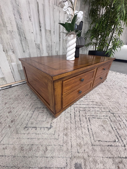 Ethan Allen Solid Wood Coffee Table with Storage Drawers