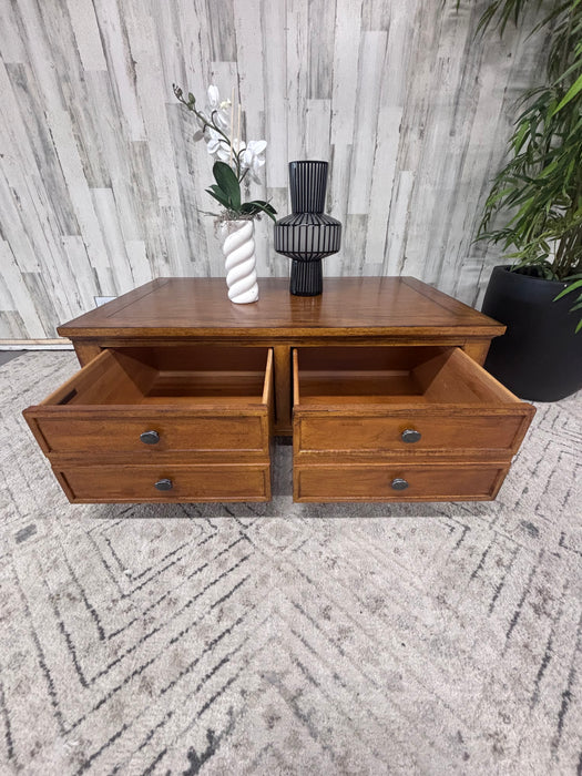 Ethan Allen Solid Wood Coffee Table with Storage Drawers