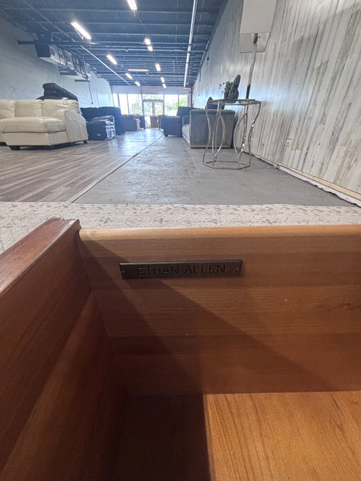 Ethan Allen Solid Wood Coffee Table with Storage Drawers