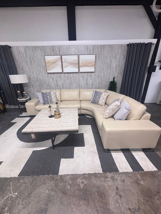 Robb & Stucky Cream Leather Sectional Sofa – Beautiful High End Luxury Furniture