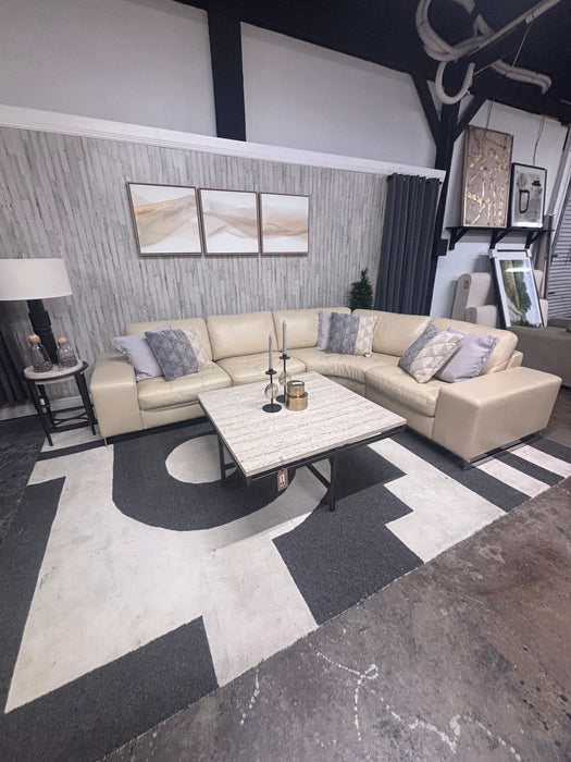 Robb & Stucky Cream Leather Sectional Sofa – Beautiful High End Luxury Furniture