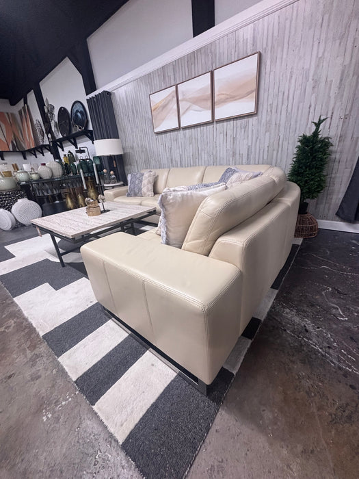 Robb & Stucky Cream Leather Sectional Sofa – Beautiful High End Luxury Furniture