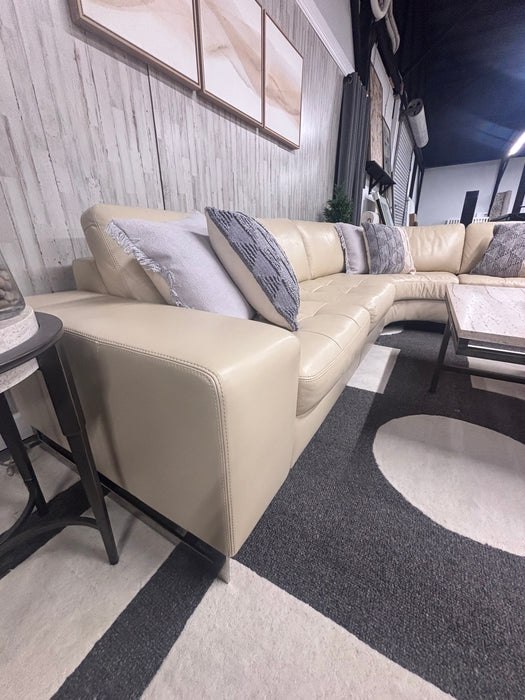 Robb & Stucky Cream Leather Sectional Sofa – Beautiful High End Luxury Furniture