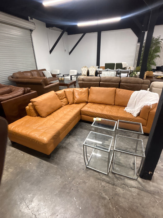 Orange Leather Natuzzi Sectional