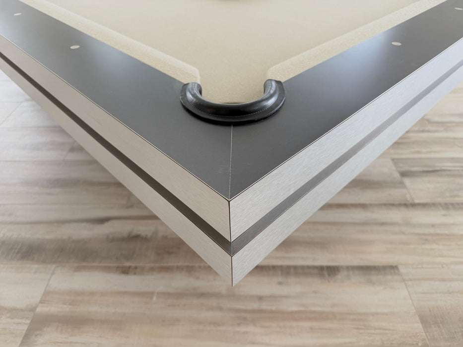 Stunning Custom Full Size Pool Table/Dining Table Set – Sleek Stainless Steel Veneer Modern Design