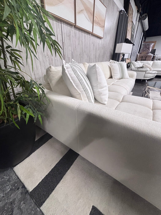 Stunning Latitude Tufted Cream Fabric Sofa Sectional – Like New!