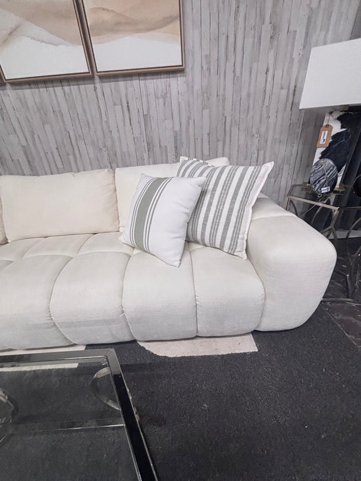 Stunning Latitude Tufted Cream Fabric Sofa Sectional – Like New!