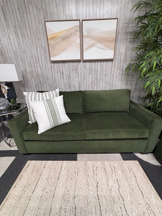 Beautiful Pottery Barn Comfort Modern Square Arm Evergreen Sofas – Modern & Comfortable!