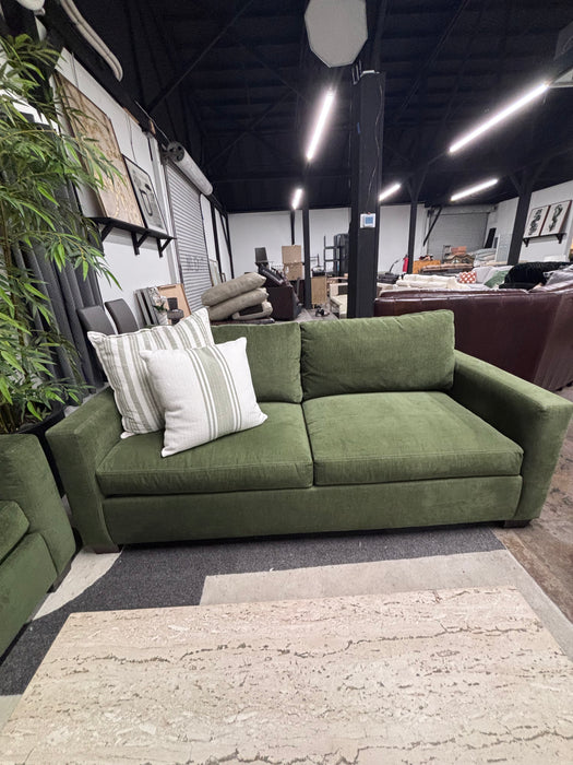 Beautiful Pottery Barn Comfort Modern Square Arm Evergreen Sofas – Modern & Comfortable!