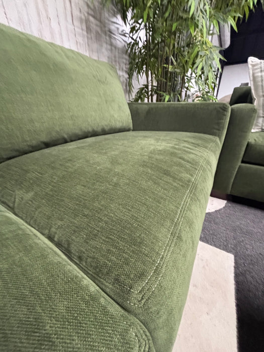 Beautiful Pottery Barn Comfort Modern Square Arm Evergreen Sofas – Modern & Comfortable!