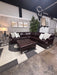 Bernhardt Luxury Dark Brown Leather Sectional & Ottoman – Rolled Arms & Nailhead Trim