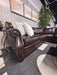 Bernhardt Luxury Dark Brown Leather Sectional & Ottoman – Rolled Arms & Nailhead Trim