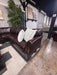 Bernhardt Luxury Dark Brown Leather Sectional & Ottoman – Rolled Arms & Nailhead Trim