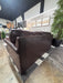 Bernhardt Luxury Dark Brown Leather Sectional & Ottoman – Rolled Arms & Nailhead Trim