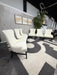 Arhaus Claybourne Upholstered Dining Arm Chairs Tufted Wingback Modern Seating